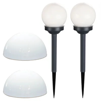 Produktbild von 4er Set LED Solar Außenleuchten in Kugel- und Halbkugel Form