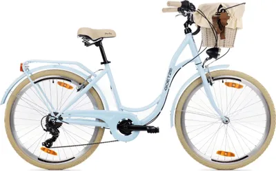 Produktbild von Goetze Mood 26 Zoll City Bike, 17 Zoll Tiefeinsteiger, 6-Gang Shimano Tourney, V-Bremse, LED-Beleuchtung, Gepäckträger, Korb mit Bezug