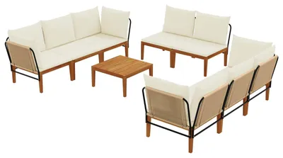 Imagen del producto de vidaXL, 9 unidades. Madera de acacia maciza y cuerda, diseño natural
