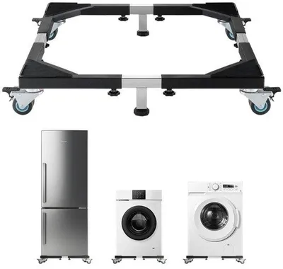 Zdjęcie produktu dla Mobilny stojak na lodówkę - Regulowana podstawa 58-93 cm - Wózek meblowy o udźwigu 540 kg - Idealny do domu i kuchni