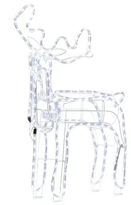 Image de BELIANI Décoration extérieure LED Métal blanc 51 x 22 x 94 cm Renne animé Accessoires saisonniers Décoration de jardin avec lumières