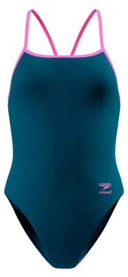 Image de Maillot de bain Speedo, modèle Solid Turnback, couleur bleu, taille 34 (pour femme)