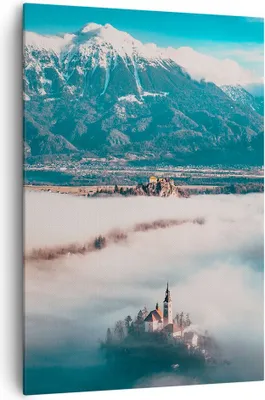 Produktbild von Bild auf Leinwand - Leinwandbild - Einteilig - Winter Berge Wolken - 70x100cm - Wand Bild - Wanddeko - Wandbilder - Leinwanddruck - Wanddekoration - Leinwand bilder - Wandbild - PA70x100-5183