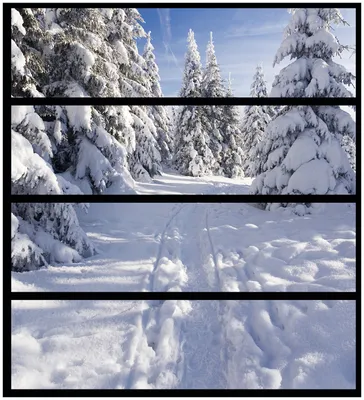 Produktbild von Wallario Möbelfolie / Aufkleber, geeignet für Ikea Malm Kommode mit 4 Schubfächern - Wanderweg im Schnee