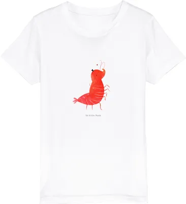 Produktbild von Mr. & Mrs. Panda Kleinkinder T-Shirt Garnele Franzose 12-14 Jahre (152/164) - Weiß - Geschenk, Kleinkind, Kindershirt, Meer, für Kinder, Französisch, Bio, Teenager
