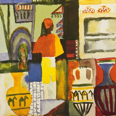 Zdjęcie produktu dla August Macke Art Print Obraz - Handlarz z dzbanami, 1914 (100 x 100 cm)