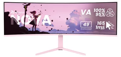 Image de Arozzi Nova 49" Écran Gaming - 5120x1440 - DQHD VA Incurvé - 165 Hz - USB-C - Rose
