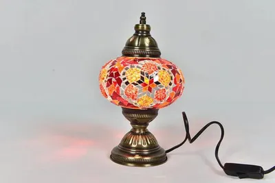 Immagine prodotto di Lampada da tavolo turca fatta a mano multicolore – Lampada da notte orientale per un'illuminazione suggestiva