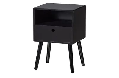 Zdjęcie produktu dla Komoda nocna WOOOD Ozzy z szufladą, wykonana z MDF, kolor czarny