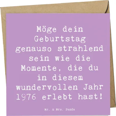 Produktbild von Mr. & Mrs. Panda Klappkarte Spruch 1976 Geburtstag - Lavendeltraum - Geschenk, Geburtsjahr, Glückwunsch, Happy Birthday, anlasskarte, faltkarte, Glückwunschkarte, Alter
