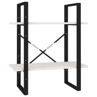 Produktbild von vidaXL Bücherregal 2 Böden Weiß 60x30x70 cm Massivholz Kiefer