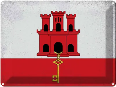 Produktbild von vianmo Blechschild 30x40 cm Gibraltar Flagge Fahne Wappen