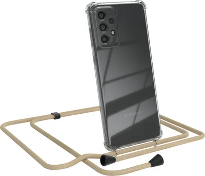 Produktbild von EAZY CASE Handykette kompatibel mit Samsung Galaxy A73 5G, Handyhülle mit Umhängeband, Handykordel, Schutzhülle Clear, Band in Blau