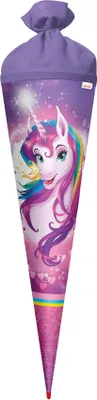 Produktbild von ROTH Schultüte groß Einhornportrait 70 cm rund Rot(h)-Spitze Filzverschluss Zuckertüte Schulanfang
