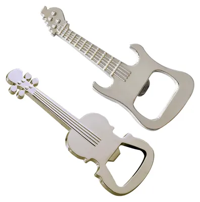 2er-Set Gitarren-Flaschenöffner aus Metall, Schlüsselanhänger, Bieröffner