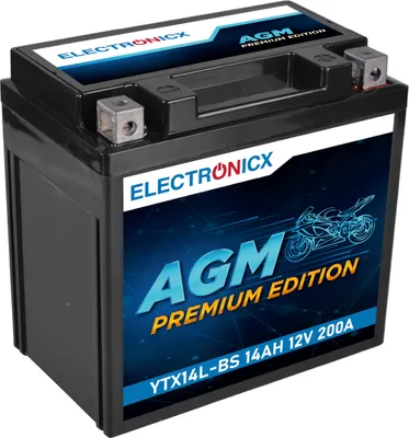 Produktbild von Electronicx YTX14L-BS AGM Motorradbatterie 14Ah 12V ▶ Motorrad Roller Quad - wartungsfrei auslaufsicher zyklenfest