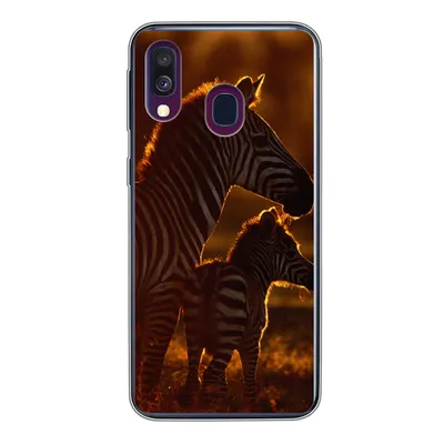 Produktbild von MuchoWow® Handyhülle Schutzhülle Hülle für Samsung Galaxy A40 Zebra - Sonne - Fohlen Silikon Softcase Handy Hülle - Handy-Tasche