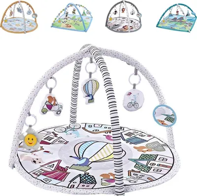 Image de Chipolino Arche de jeux animaux, fonction musicale, 5 jouets suspendus, couverture d'éveil blanche