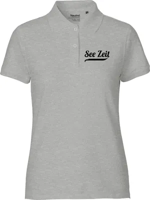 Produktbild von Huuraa Damen Polo Shirt See Zeit Schriftzug XL Sport Grey Bio Baumwolle Fairtrade Poloshirt Geschenkidee
