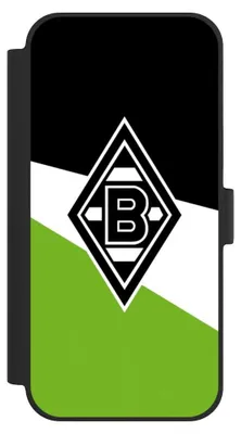 Produktbild von NIVOCASE Klapphülle für Apple iPhone 15 Plus  Handyhülle aus Kunst Leder NIVOflip schwarz Borussia Mönchengladbach Gladbach Offizielles Lizenzprodukt