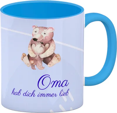 Produktbild von Oma hab dich immer lieb Kaffeebecher Hellblau Besonders geeignet als Geschenk