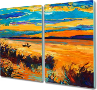 Produktbild von Coloray Schneidebrett Herdabdeckplatte 2x30x52 cm Kochplattenabdeckung Hackbrett Küchenbrett - Wasser Sonnenuntergang