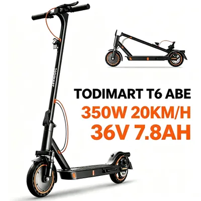 Produktbild von T6 (ABE) 8,5‑Zoll intelligenter E‑Scooter, 350W Motor, 36V 7,8Ah Akku, 20 km/h, 8,5‑Zoll pannensichere Waben‑Vollgummireifen, Federdämpfung, LED,120kg