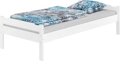 Produktbild von Einzelbett massiv Kiefer weiß 90x200 Futonbett Holzbett Zubehör wählbar V-60.31-09Wohne Zubehör