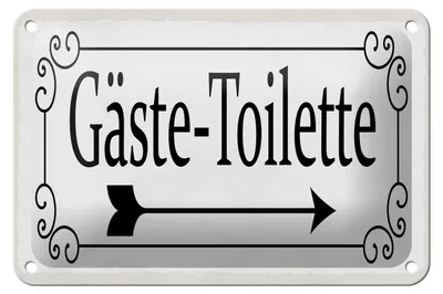 Produktbild von Blechschild Hinweis 18x12cm Gäste-Toilette rechts Pfeil Dekoration