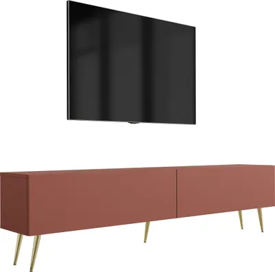 Immagine prodotto di Mobile TV : Rosso mattone, 170 x 52 x 32 cm, gambe dorate