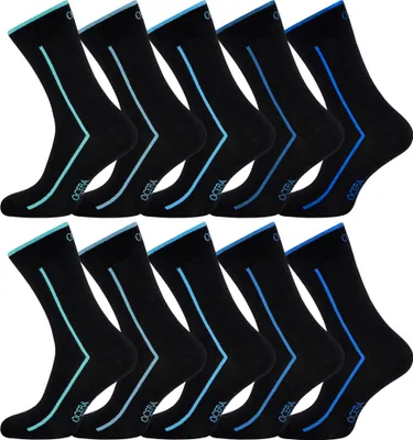 Produktbild von Schwarze Socken Uni mit stylischen, modernen blau Streifen Gr.43-46