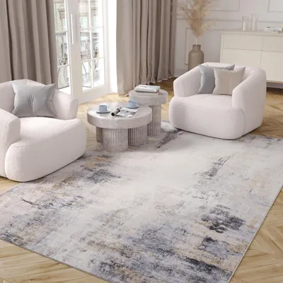 Produktbild von Teppich Wohnzimmer Schlafzimmer Grau Modern 200 x 300 cm