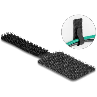 Produktbild von DeLOCK Mini Klett-Kabelhalter L 90 mm x B 24 mm selbstklebend 10 Stück schwarz, Polyester, Schwarz, 24 mm, 90 mm, 10 Stück(e), Polybag