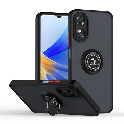 Immagine prodotto di Custodia per OPPO A17 opaca traslucida in TPU con supporto ad anello e supporto Nero Rosso
