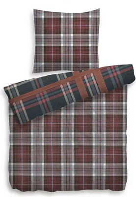 Immagine prodotto di HNL biancheria da letto in cotone Hackett Lane Murray a quadri - morbida e piacevole sulla pelle - con cerniera e realizzata in 100% cotone - 135x200 cm + 80x80 cm, Marrone / Chutney Brown