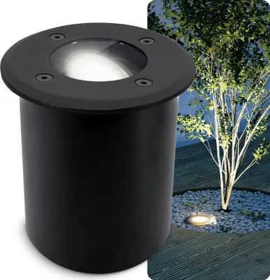 Produktbild von SSC-LUXon JUAVI Bodenleuchte Einbau aussen schwarz schwenkbar - dimmbare Außenleuchte Garten mit GU10 LED neutralweiß 7W befahrbar