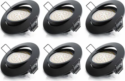 Obrázek produktu pro Brandson 6x LED stropní bodové svítidlo stmívatelné a otočné zapuštěné bodové svítidlo s hliníkovým rámem v černé barvě