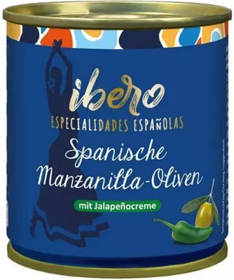 Produktbild von ibero Grüne Manzanilla Oliven mit Jalapeñocreme, 200g