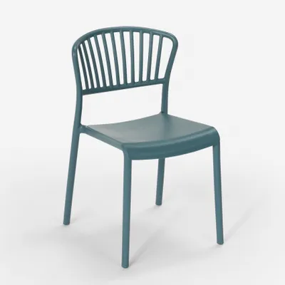 Image de Chaise design moderne en polypropylène pour cuisine bar restaurant et extérieur Vivienne - Bleu