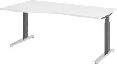 Produktbild von bümö Schreibtisch Serie-XB - Nachbildung: Weiß, Größe:  180 x 100 cm, Gestell: Graphit/Alu poliert