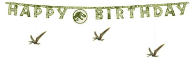 Image de Guirlande « Joyeux anniversaire » 165 x 45 cm, bannière Jurassic World, verte