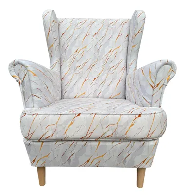 Produktbild von ANMIL Sessel Ohrensessel in Grau 80 x 103 x 88 cm Moderner Relaxsessel im Marmor-Design mit Holzfüßen