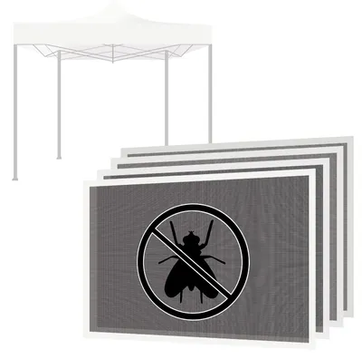 Image de Jeu de 4 moustiquaires pour gazebo de jardin 3x3 M jeu de 4 moustiquaires avec velcro. 300X300X200H CM Noir