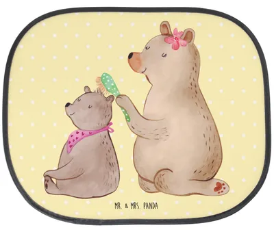 Produktbild von Mr. & Mrs. Panda Auto Sonnenschutz Bär Kind - Gelb Pastell - Geschenk, Mama, Muttertag, Seitlicher, Bären, Fürs, hitzeschutz, pkw sonnenblende