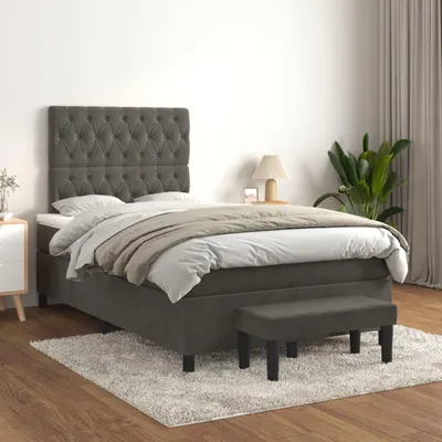 Productafbeelding van vidaXL Boxspringbed met matras, donkergrijs, 120x200 cm, fluweel