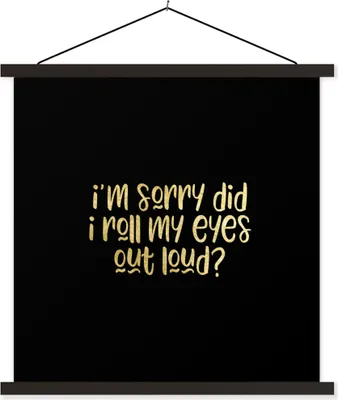 Produktbild von MuchoWow® Textilposter Zitat - Augen - Gold - Schwarz 90x90 cm mit schwarzem Rahmen - Magnetisches