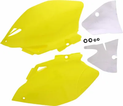 Produktbild von POLISPORT gelbe Verkleidungsseitenteile für Kawasaki KX 65