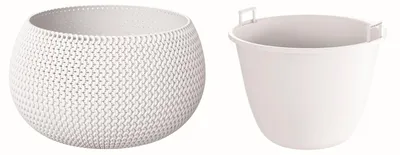 Imagen del producto de Omgoods - Maceta de plástico blanca, redonda, de 23,9 x 23,9 x 16,1 cm