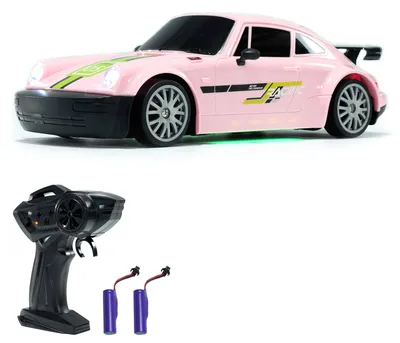 Zdjęcie produktu dla Zdalnie sterowany samochód do driftu, 1:20, 4WD, zabawka elektryczna, 2,4 G, samochód wyścigowy na akumulator ze światłami, 2 baterie, prezent dla dzieci, chłopców i dziewczynek, różowy