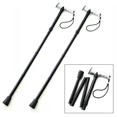 Produktbild von 2er Set Gehstock Faltbar Aluminium Höhenverstellbar 83-93 cm Gehstütze Schwarz Spazierstock Gehhilfe mit Gelgriff Wanderstock